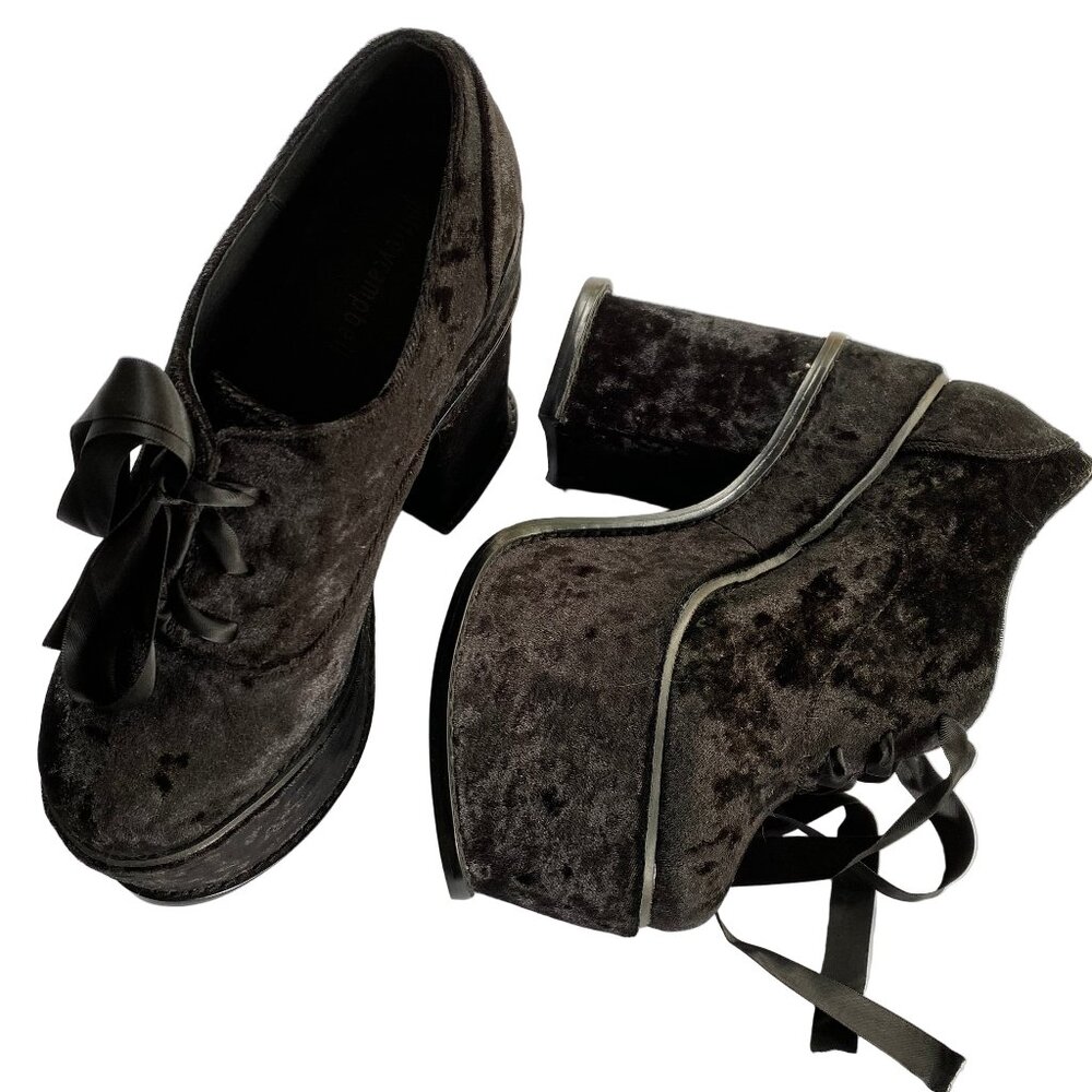 Jeffrey Campbell "Simon" goth velvet platform shoes